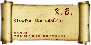 Klopfer Barnabás névjegykártya